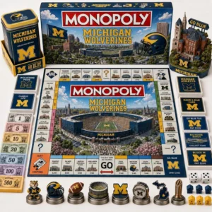 Michigan Wolverines Monopoly Board Game - full set with tin and pieces