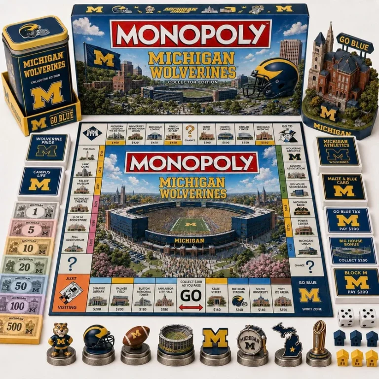 Michigan Wolverines Monopoly Board Game - full set with tin and pieces