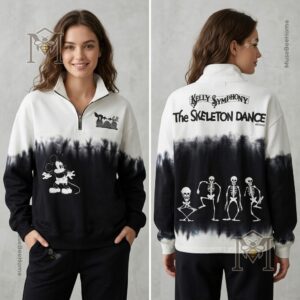 Mickey Mouse The Skeleton Dance Quarter Zip Sweatshirt - close-up of back text 'KELLY SYMPHONY The SKELETON