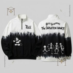 Mickey Mouse The Skeleton Dance Quarter Zip Sweatshirt - full front and back view