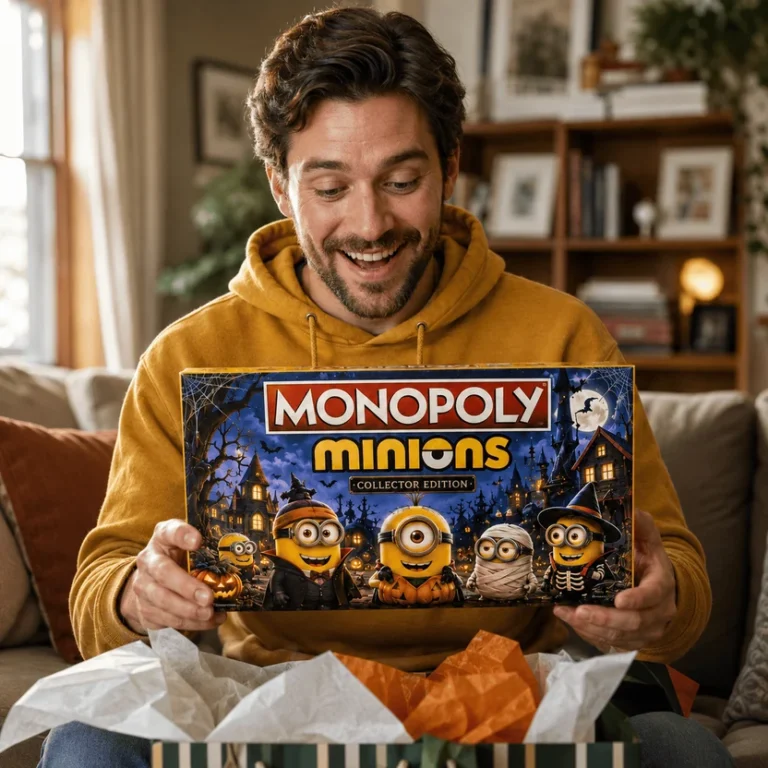 Minions Halloween Board Game - close-up of board, money, cards, and box details