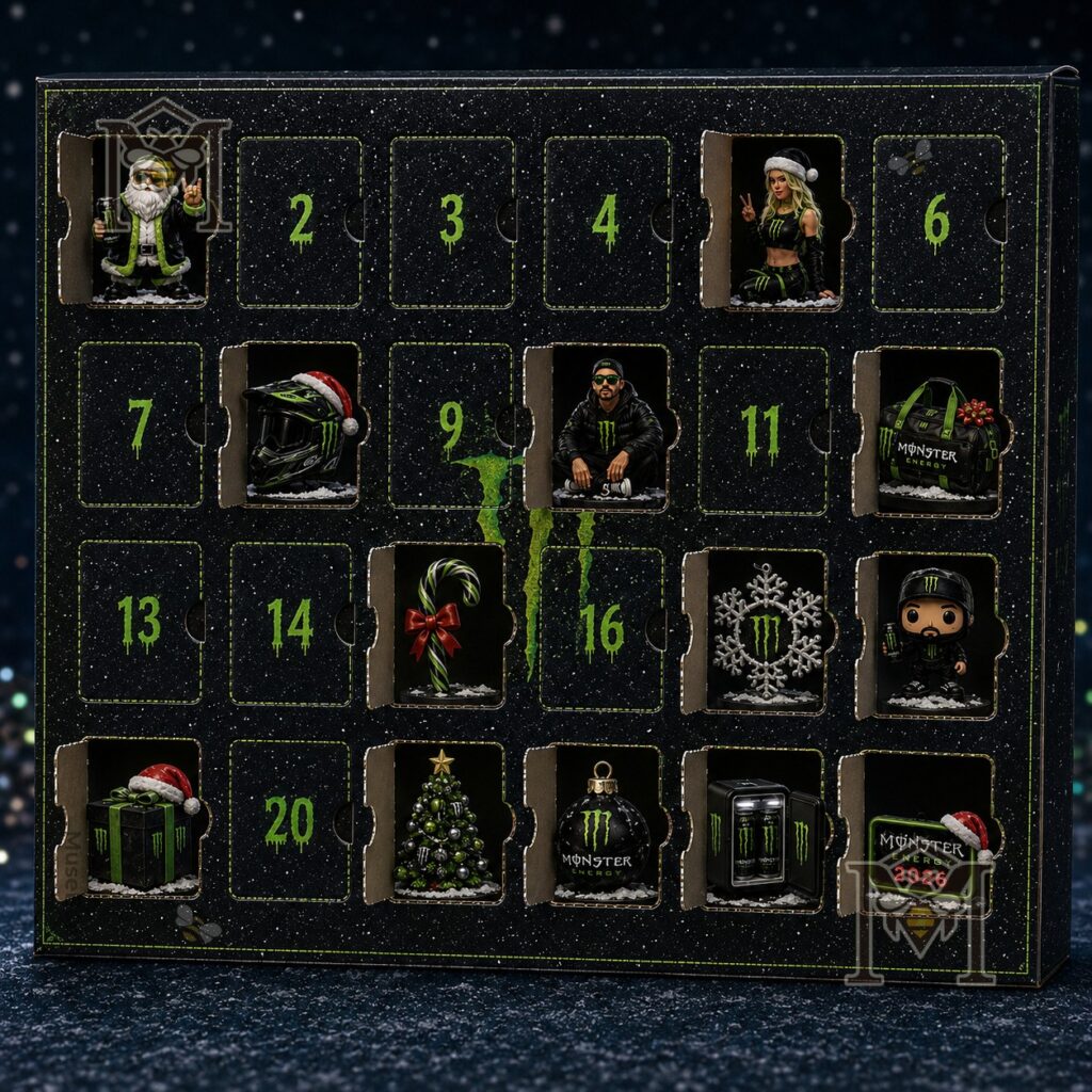 Monster Energy Christmas 2026 Advent Calendar - box with Santa and early calendar items