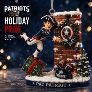 New England Patriots Pat Patriot Christmas Ornament 2026 - full view with logo and text