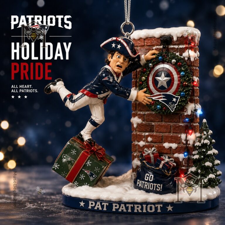 New England Patriots Pat Patriot Christmas Ornament 2026 - full view with logo and text