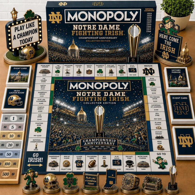 Notre Dame Fighting Irish Championship Anniversary Board Game - full game setup