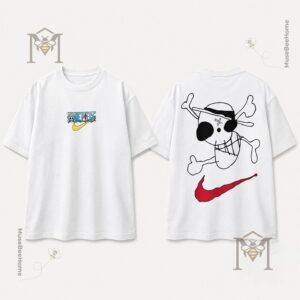 One Piece X Nike Collaboration Luffy Jolly Roger T-Shirt - close-up of the front chest logo