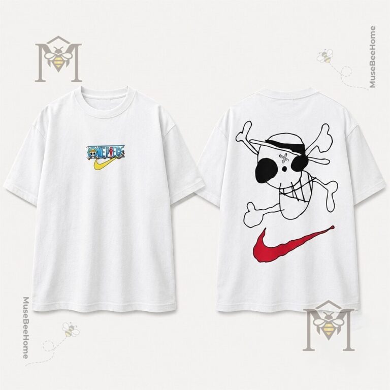 One Piece X Nike Collaboration Luffy Jolly Roger T-Shirt - close-up of the front chest logo