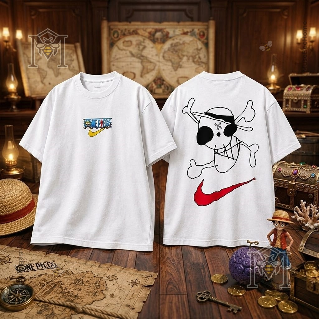 One Piece X Nike Collaboration Luffy Jolly Roger T-Shirt - close-up of the back Jolly Roger design
