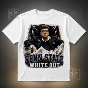 Penn State Nittany Lions Pablo Pledgescobar White Out T-Shirt - full front view on a dark background