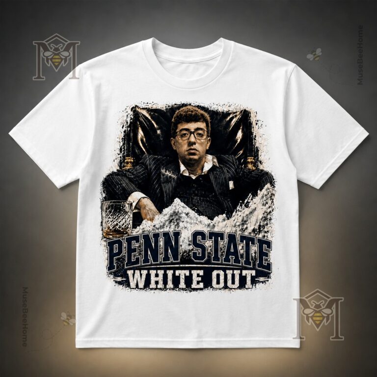 Penn State Nittany Lions Pablo Pledgescobar White Out T-Shirt - full front view on a dark background