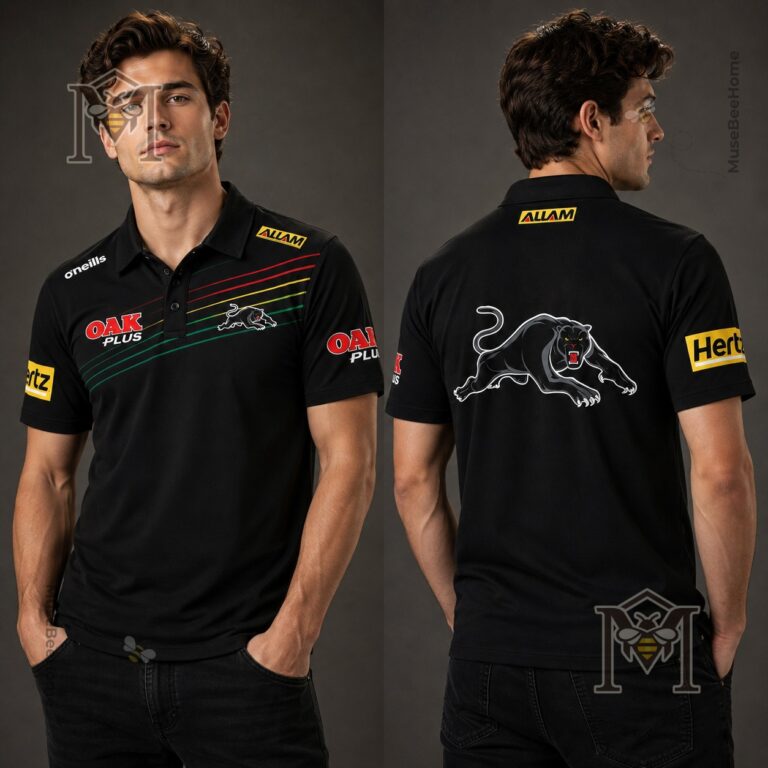 Penrith Panthers 2026 Ivan Cleary Black Polo - close-up of front detail and coach