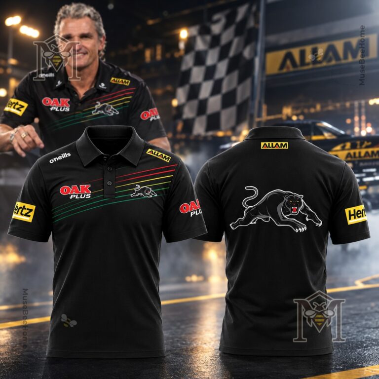 Penrith Panthers 2026 Ivan Cleary Black Polo - front and back view with coach in background