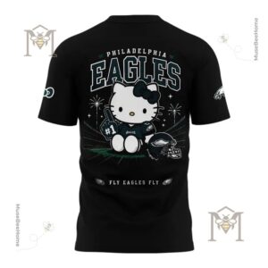 Philadelphia Eagles Hello Kitty Fan T-Shirt - close-up of back graphic and right sleeve