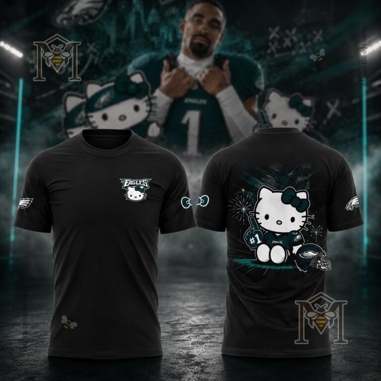 Philadelphia Eagles Hello Kitty Fan T-Shirt - front and back display