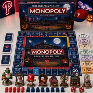 Philadelphia Phillies Halloween World Series Champions 2008 Monopoly Board Game - full layout with box and