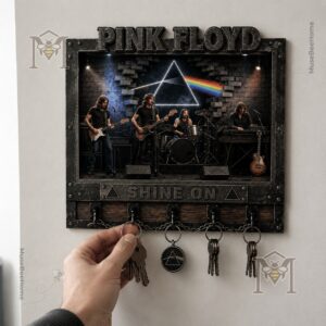 Pink Floyd Shine On Dark Side of the Moon Key Rack - close-up of band members and logo
