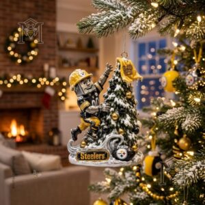 Pittsburgh Steelers Limited Edition Steely McBeam Christmas 2026 Ornament - lower half showing mascot's legs
