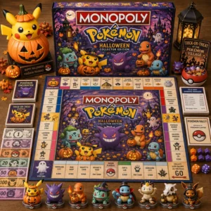 Pokémon Halloween Board Game - full set laid out for play