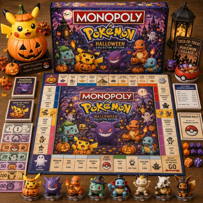 Pokémon Halloween Board Game - full set laid out for play