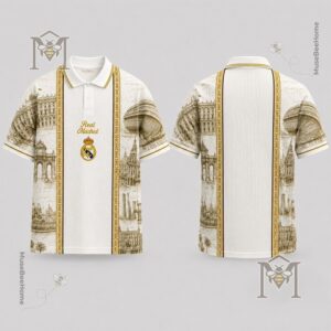 Real Madrid Heritage Toile de Jouy Polo - front view with logo