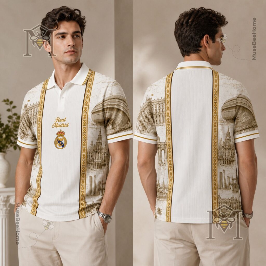 Real Madrid Heritage Toile de Jouy Polo - back view detail