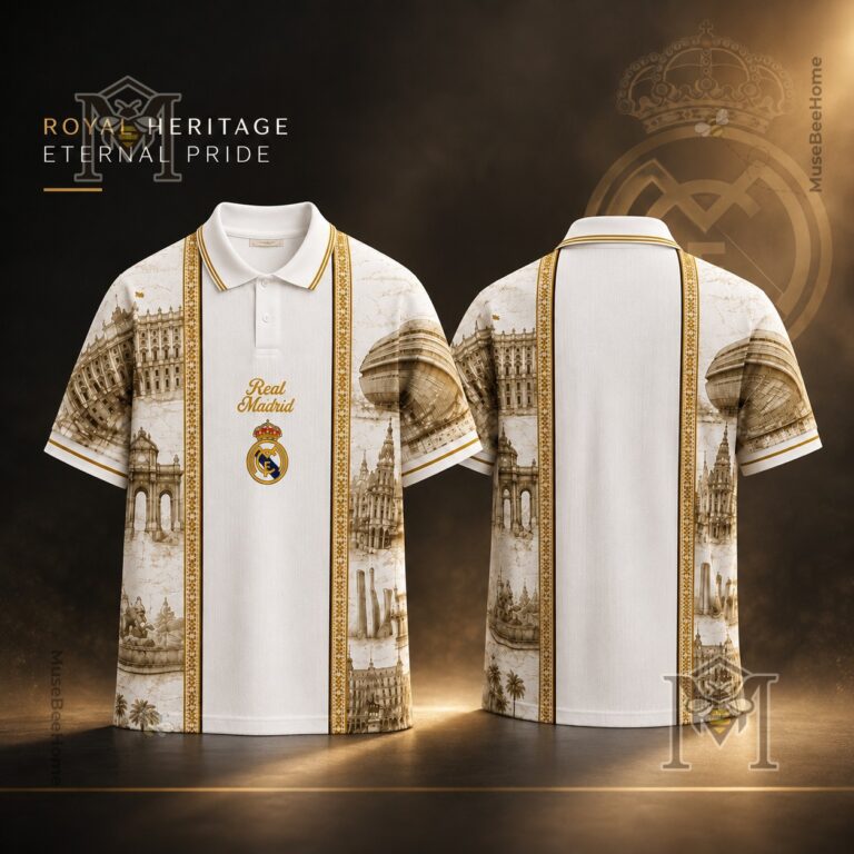 Real Madrid Heritage Toile de Jouy Polo - front and back view