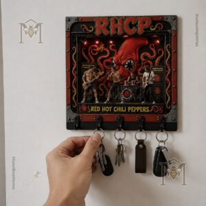 Red Hot Chili Peppers Octopus Key Rack - close-up of band members and octopus