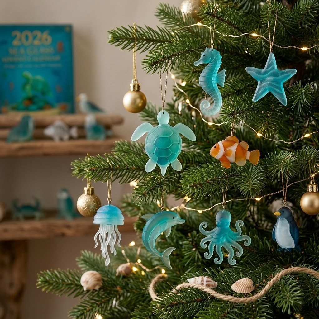 Sea Glass 2026 Advent Calendar 24 Coastal Sea Life Ornaments - photo 3