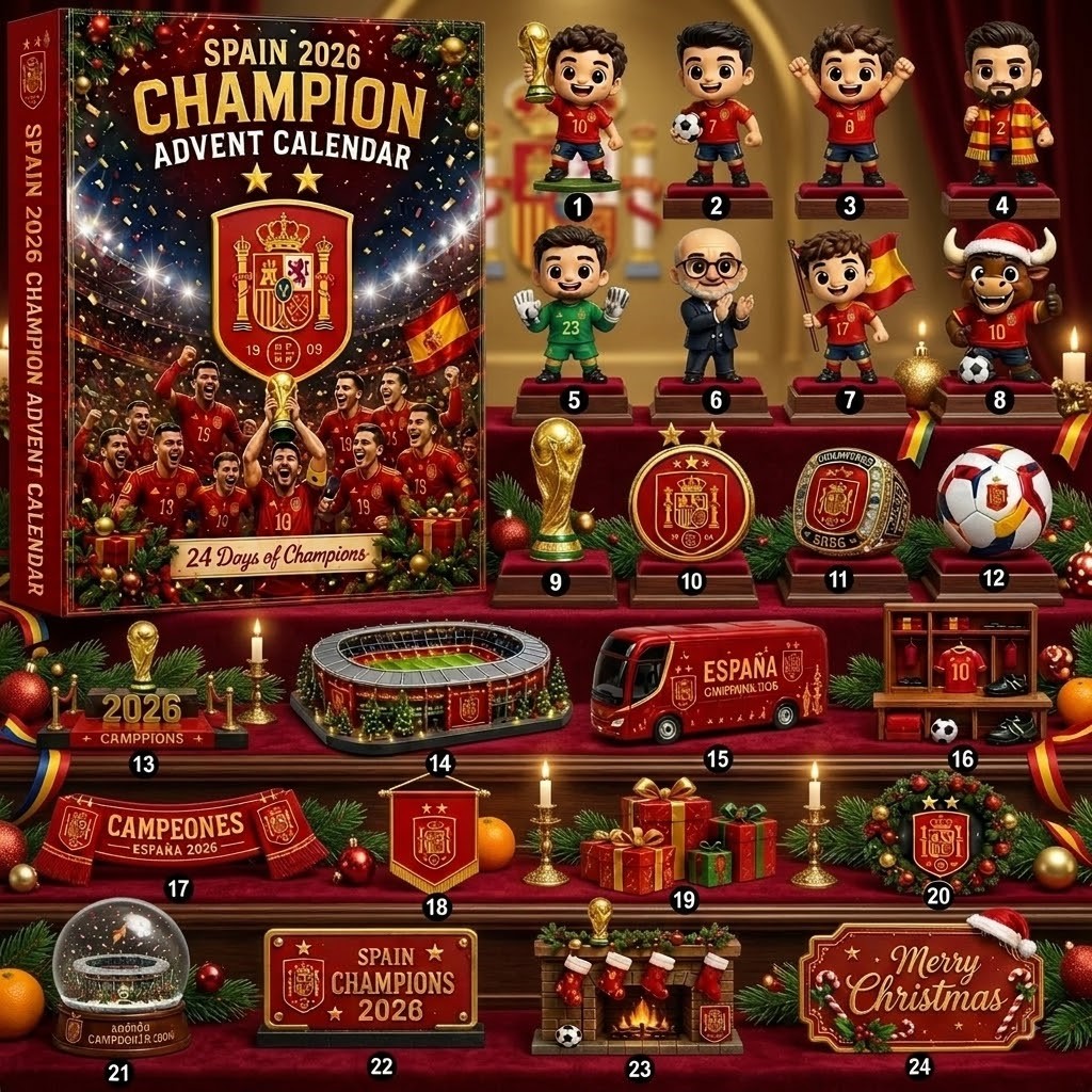 Spain National Football Team FIFA World Cup 2026 Champion 24 Day Advent Calendar of Acrylic Ornaments - photo