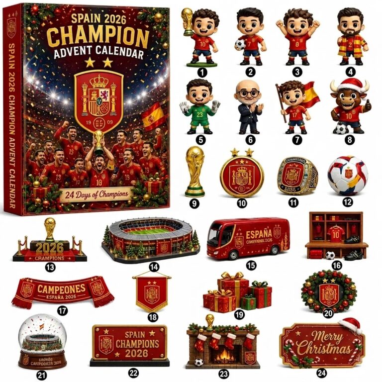 Spain National Football Team FIFA World Cup 2026 Champion 24 Day Advent Calendar of Acrylic Ornaments - full