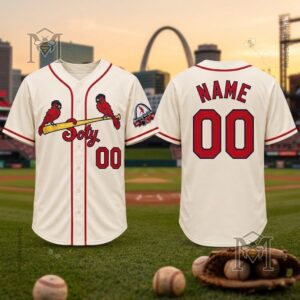 St Louis Cardinals Emo-Punk Bird Story Of The Year Custom Baseball Jersey - close-up of front design