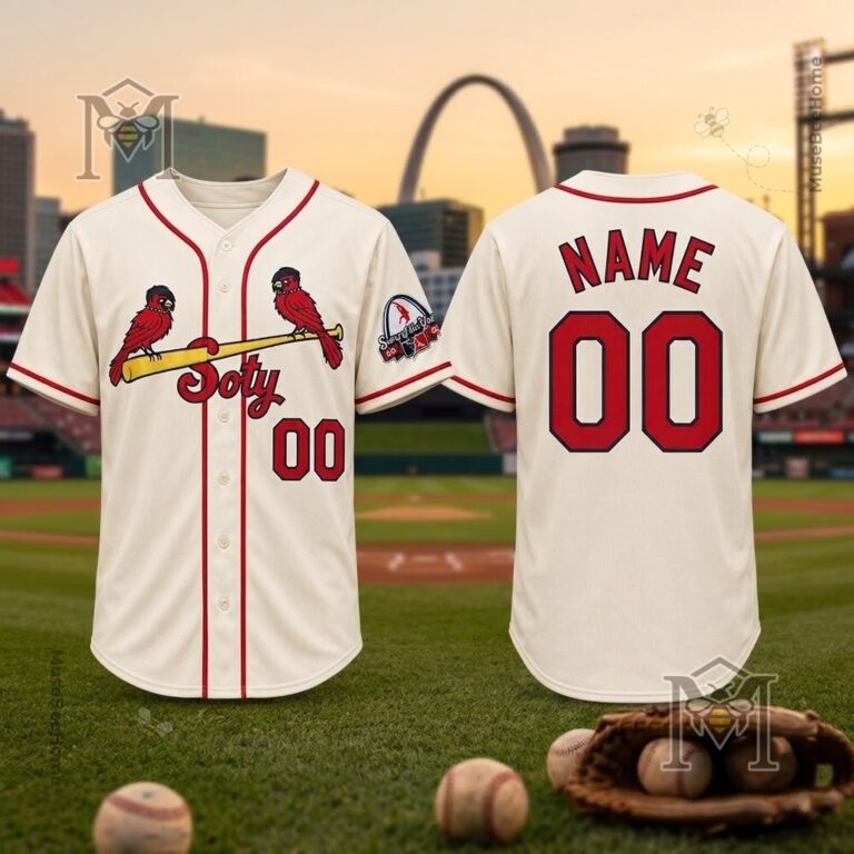 St Louis Cardinals Emo-Punk Bird Story Of The Year Custom Baseball Jersey - close-up of front design