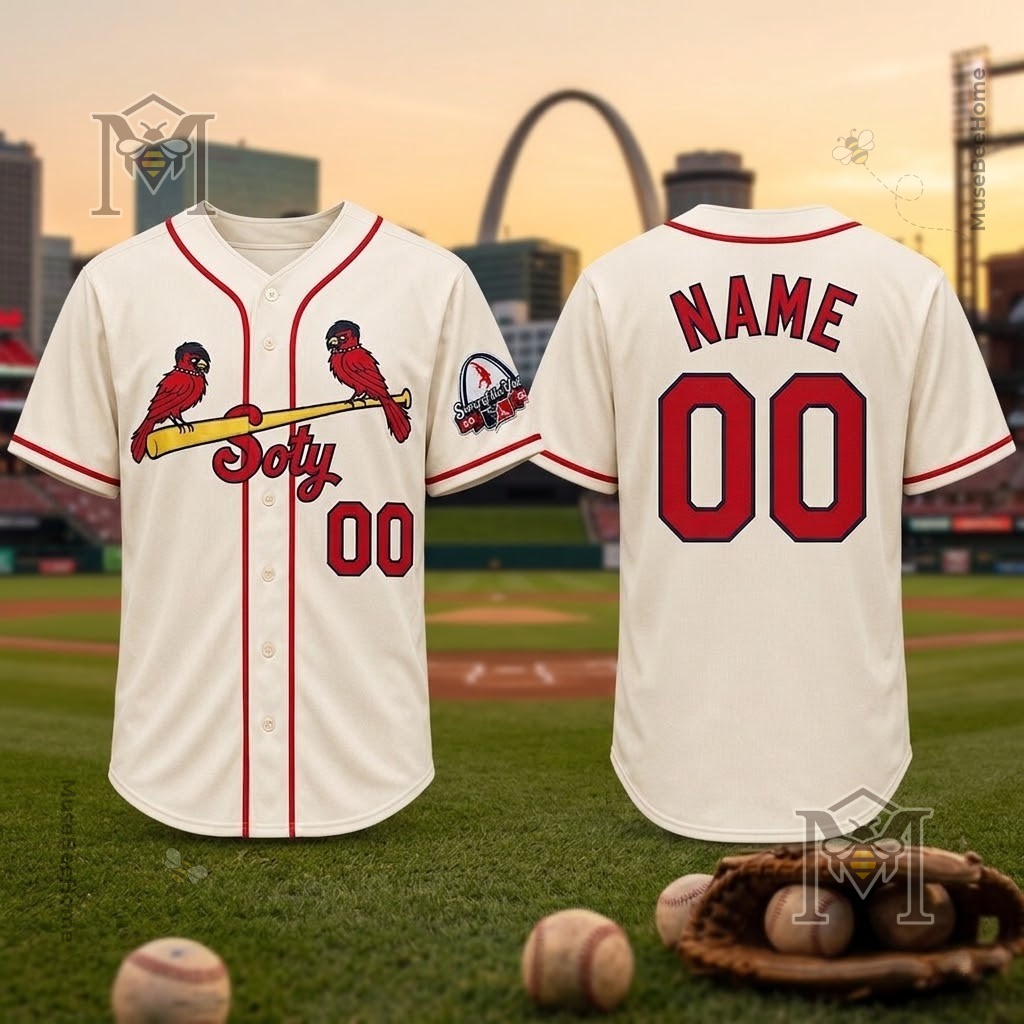 St Louis Cardinals Emo-Punk Bird Story Of The Year Custom Baseball Jersey - close-up of front design