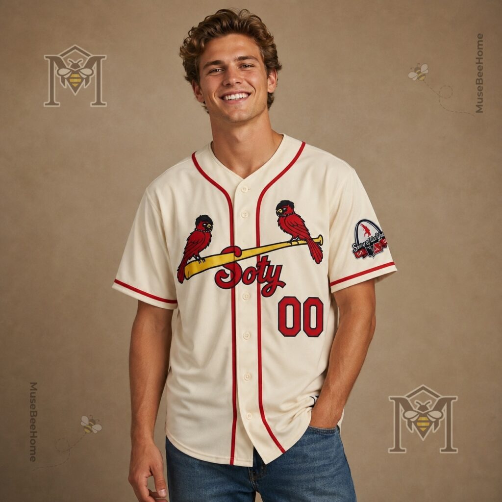 St Louis Cardinals Emo-Punk Bird Story Of The Year Custom Baseball Jersey - close-up of back customization