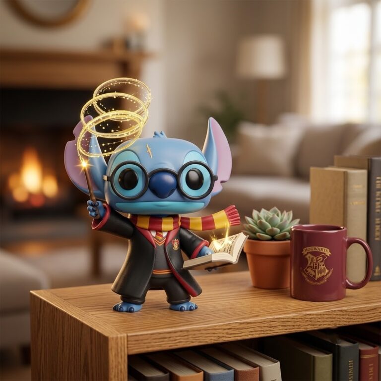 Stitch Harry Potter Funko Pop figure casting a spell with a wand