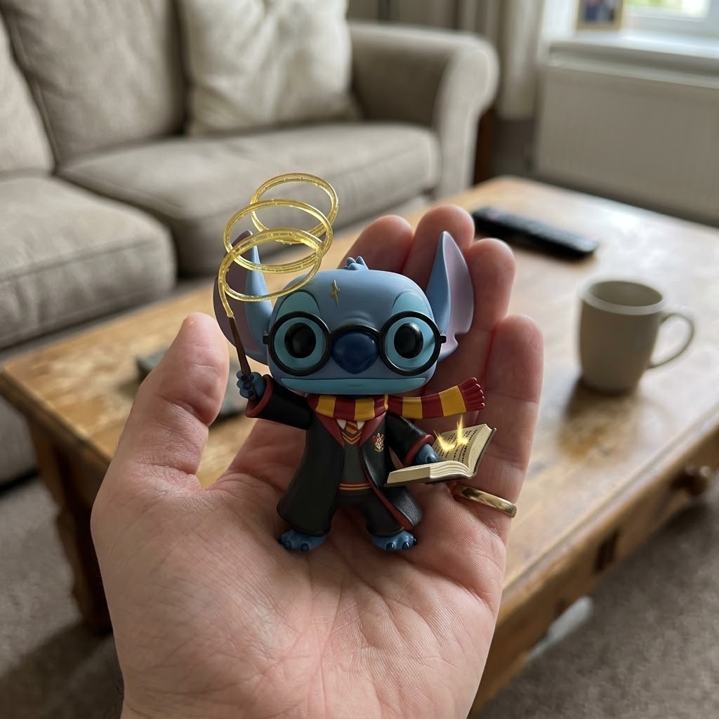 Stitch Harry Potter Funko Pop figure next to its collector box