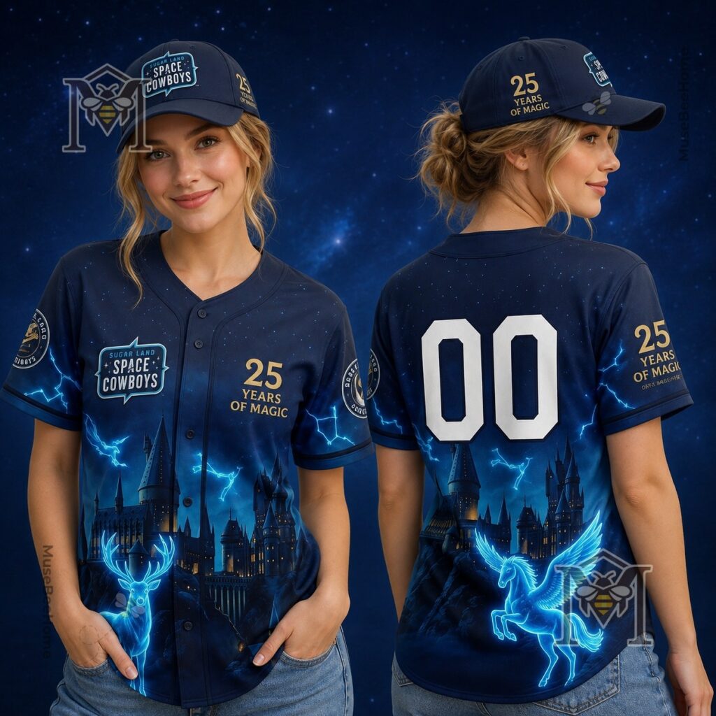 Sugar Land Space Cowboys Harry Potter 25 Years of Magic Custom Baseball Jersey - back view of jersey
