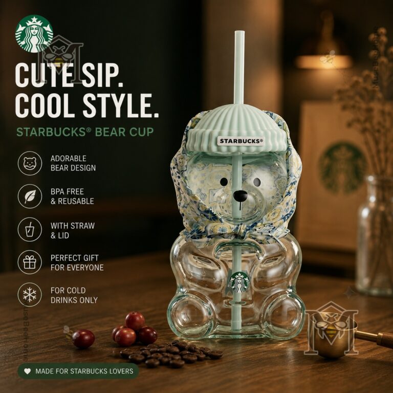 Summer Korea Starbucks Bearista Bear Glass Cup 2026 - full product view