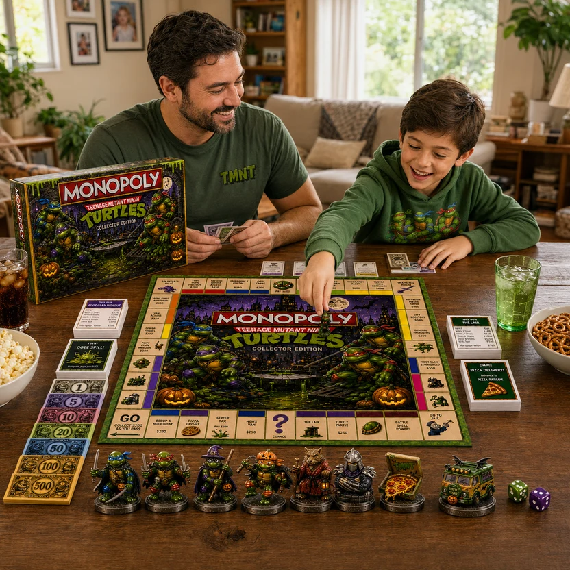 Teenage Mutant Ninja Turtles Monopoly Board Game - right side close-up