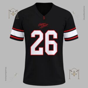 Texas Tech George Strait Legend Lives On 26 Football Jersey - close-up front showing George Strait script
