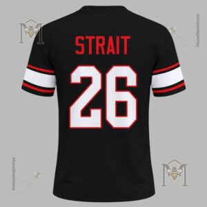 Texas Tech George Strait Legend Lives On 26 Football Jersey - close-up back showing STRAIT name and number