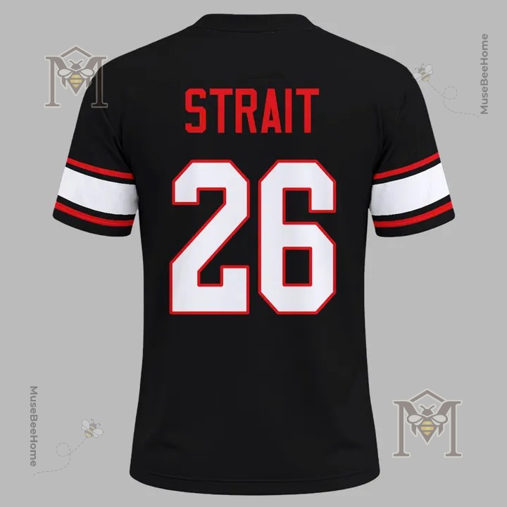 Texas Tech George Strait Legend Lives On 26 Football Jersey - close-up back showing STRAIT name and number