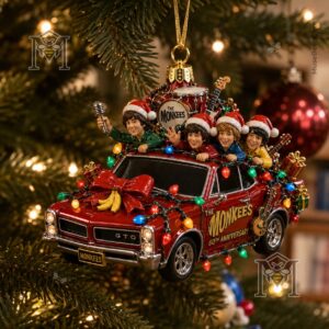 The Monkees 60th Anniversary Monkeemobile Pontiac GTO Christmas Ornament 2026 - front view of the
