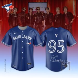 Toronto Blue Jays BTS World Tour 2026 Limited Edition Signed Baseball Jersey - blue jay logo and band members