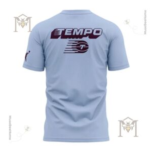 Toronto Tempo Mascots Dez & Dot T-Shirt - back of light blue shirt with Tempo logo, and partial front view