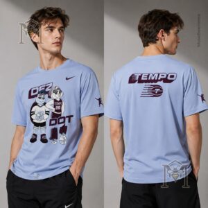 Toronto Tempo Mascots Dez & Dot T-Shirt - lower section of mascots, Dot name, and sponsor logo