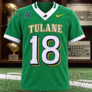 Tulane City Mardi Gras 2026 Season Uniforms Green Football Jersey - front view