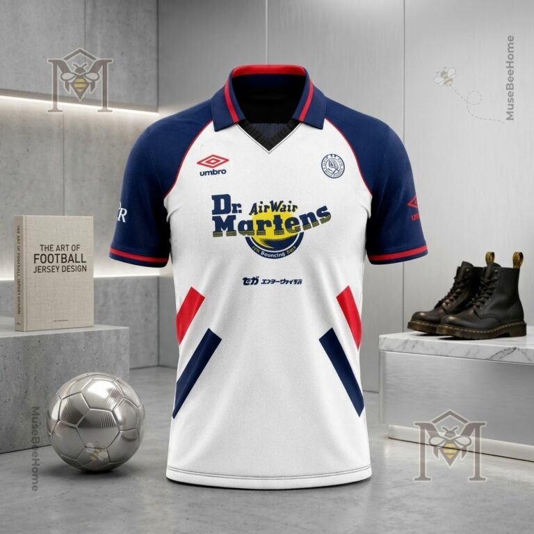 Umbro x Dr Martens Retro Style Football Jersey - close-up of collar and chest logos