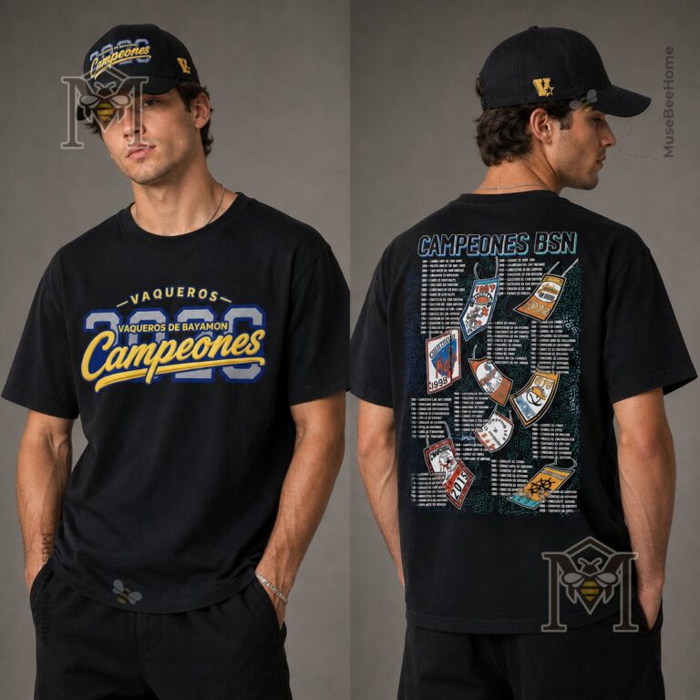 Vaqueros de Bayamon Campeones 2026 T-Shirt - close-up front view of the shirt design