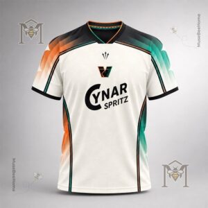 Venezia FC Cynar Spritz x NOCTA 2026-27 Away Kit Football Jersey - close-up of the V-neck and shoulder detail